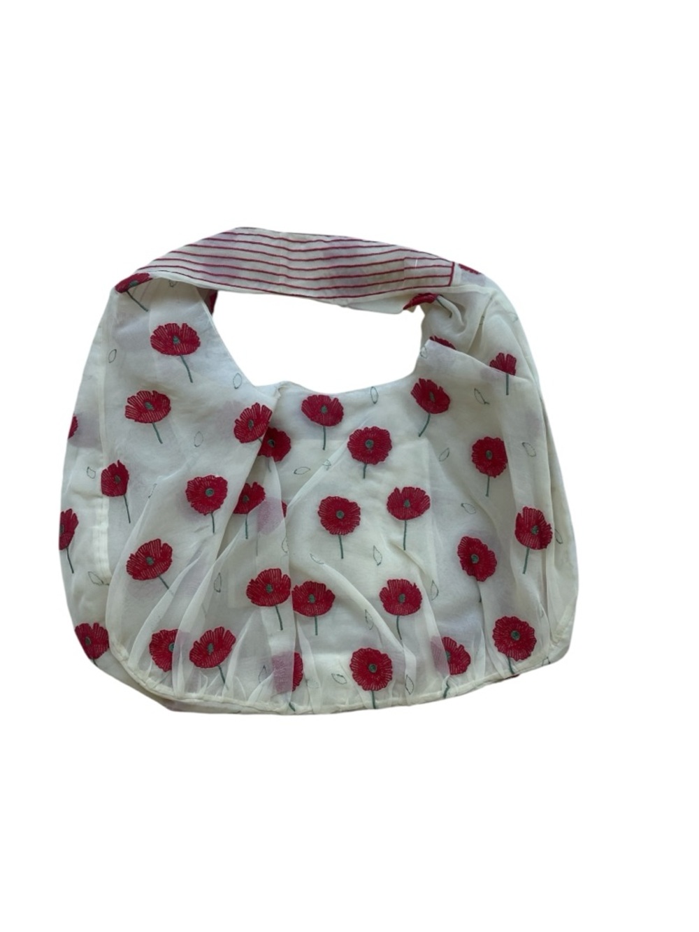ANTHROPOLOGIE Cream Shoulder Bag with Red Embroidered Flowers - Picture 3 of 7
